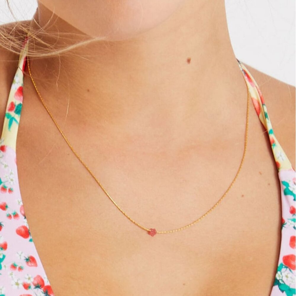 Jadeite Little Star ~ Red Jade - 18K Gold